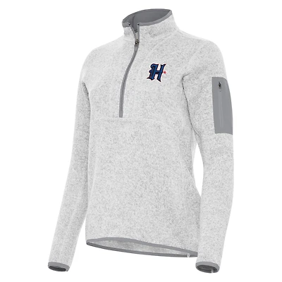 Women's Antigua Heather Gray Houston Texans H-Town Fortune Half-Zip Jacket