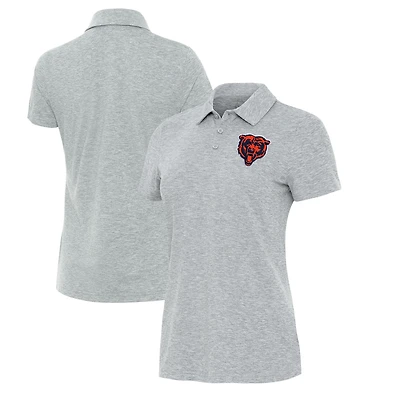 Women's Antigua Heather Gray Chicago Bears Matter Polo