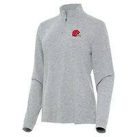 Women's Antigua  Heather Gray Cleveland Browns Mentor Quarter-Zip Jacket