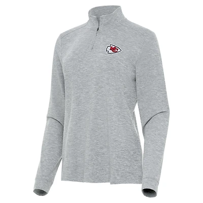Women's Antigua  Heather Gray Kansas City Chiefs Mentor Quarter-Zip Jacket