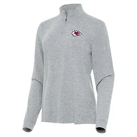 Women's Antigua  Heather Gray Kansas City Chiefs Mentor Quarter-Zip Jacket