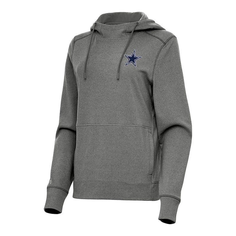 Women's Antigua  Heather Black Dallas Cowboys Justice Pullover Hoodie