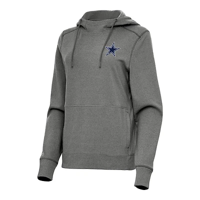 Women's Antigua  Heather Black Dallas Cowboys Justice Pullover Hoodie