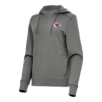 Women's Antigua  Heather Black Kansas City Chiefs Justice Pullover Hoodie