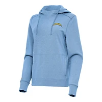 Women's Antigua  Heather Powder Blue Los Angeles Chargers Justice Pullover Hoodie