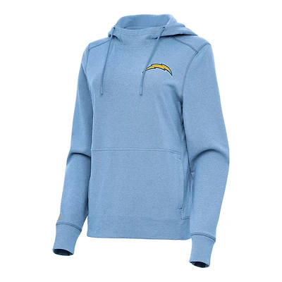 Women's Antigua  Heather Powder Blue Los Angeles Chargers Justice Pullover Hoodie