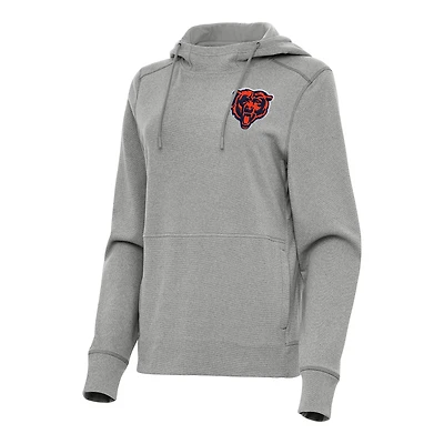 Women's Antigua  Heather Gray Chicago Bears Justice Pullover Hoodie