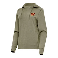 Women's Antigua Heather Olive Washington Commanders Justice Pullover Hoodie
