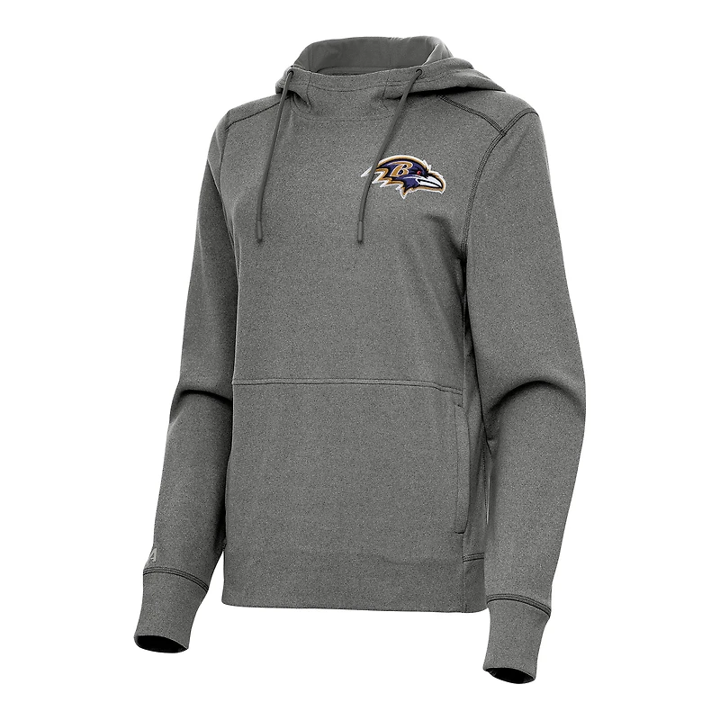 Women's Antigua  Heather Black Baltimore Ravens Justice Pullover Hoodie