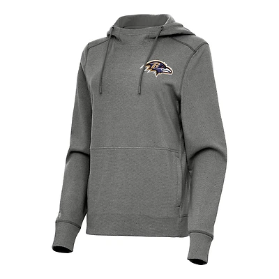 Women's Antigua  Heather Black Baltimore Ravens Justice Pullover Hoodie