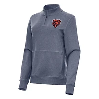 Women's Antigua  Heather Navy Chicago Bears Crush Quarter-Zip Jacket