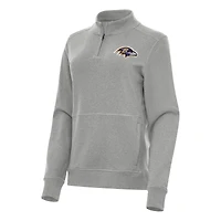 Women's Antigua  Heather Gray Baltimore Ravens Crush Quarter-Zip Jacket