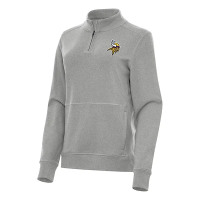 Women's Antigua  Heather Gray Minnesota Vikings Crush Quarter-Zip Jacket