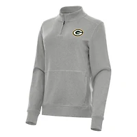 Women's Antigua Heather Green Bay Packers Crush Quarter-Zip Jacket
