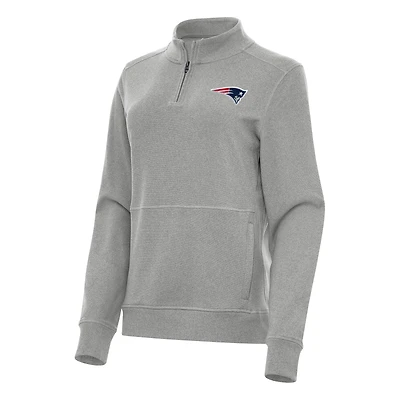 Women's Antigua  Heather Gray New England Patriots Crush Quarter-Zip Jacket