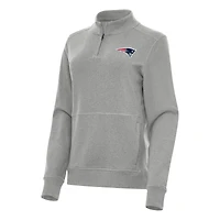 Women's Antigua  Heather Gray New England Patriots Crush Quarter-Zip Jacket