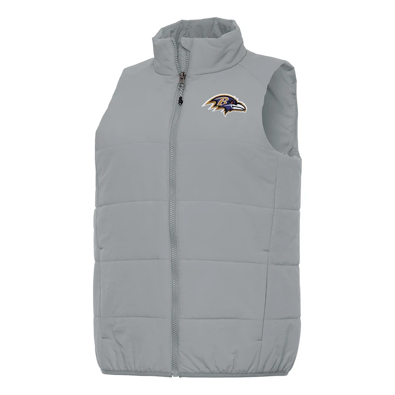 Women's Antigua  Gray Baltimore Ravens Experience Full-Zip Vest