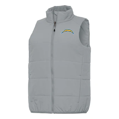Women's Antigua  Gray Los Angeles Chargers Experience Full-Zip Vest