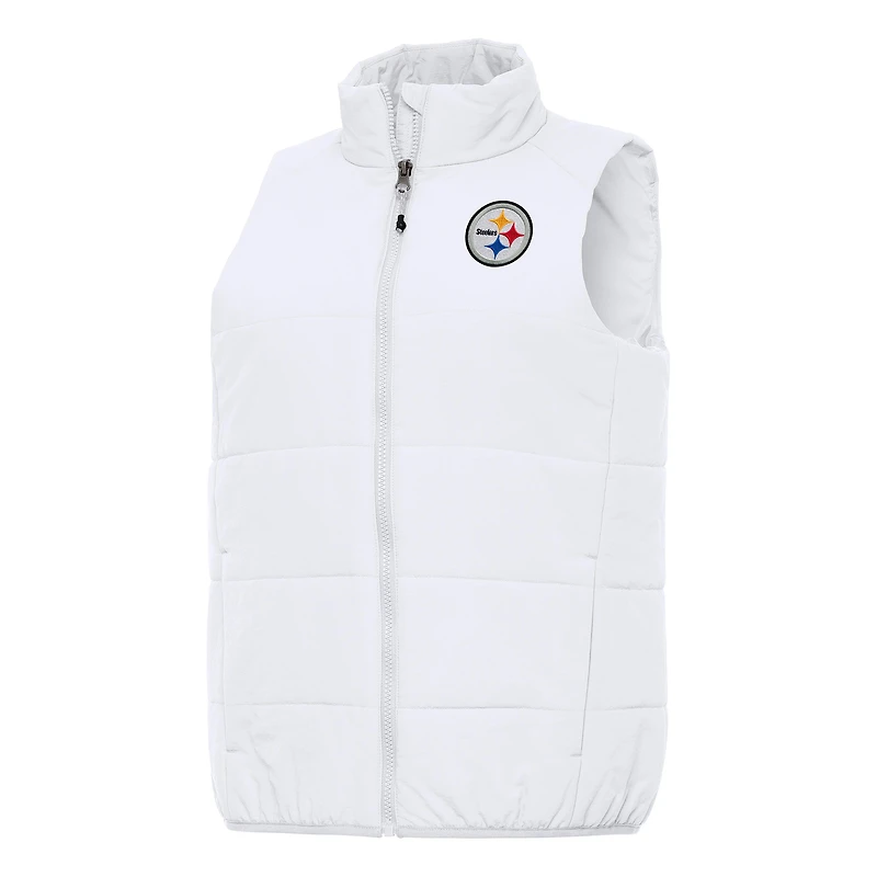 Women's Antigua White Pittsburgh Steelers Experience Full-Zip Vest