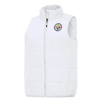 Women's Antigua White Pittsburgh Steelers Experience Full-Zip Vest