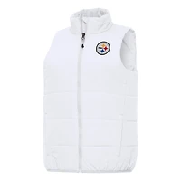 Women's Antigua  White Pittsburgh Steelers Experience Full-Zip Vest