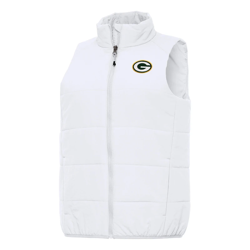 Women's Antigua  White Green Bay Packers Experience Full-Zip Vest