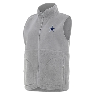 Women's Antigua  Gray Dallas Cowboys Nostalgic Full-Zip Vest