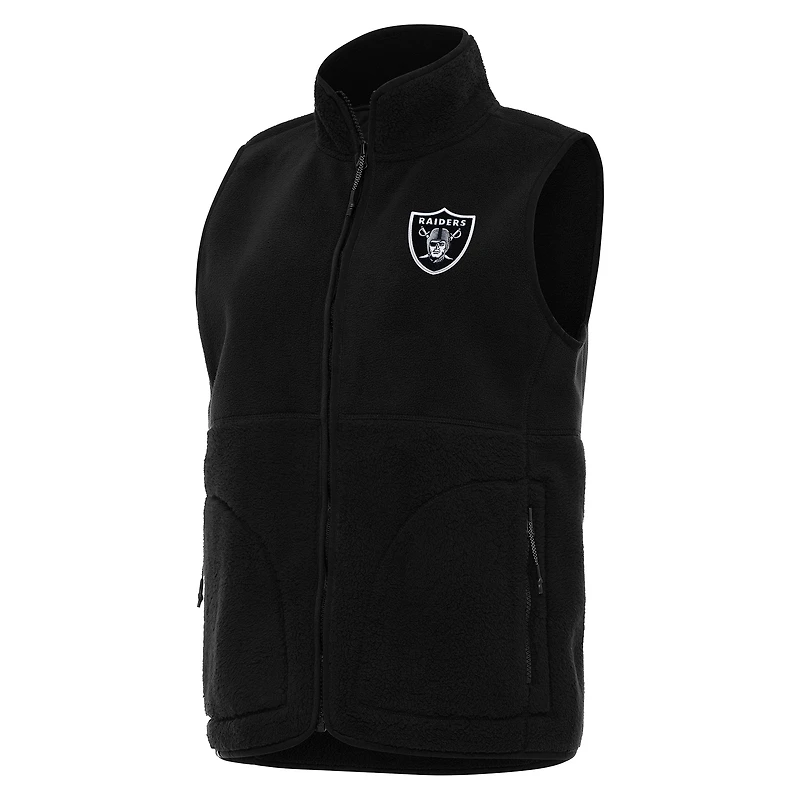 Women's Antigua  Black Las Vegas Raiders Nostalgic Full-Zip Vest