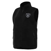 Women's Antigua  Black Las Vegas Raiders Nostalgic Full-Zip Vest