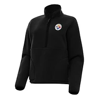 Women's Antigua  Black Pittsburgh Steelers Figure Half-Zip Sweatshirt