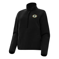 Women's Antigua  Black Green Bay Packers Figure Half-Zip Sweatshirt