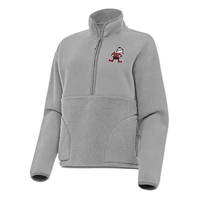 Women's Antigua Gray Cleveland Browns Figure Half-Zip Sweatshirt