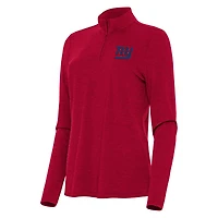 Women's Antigua  Heather Red New York Giants Bright Quarter-Zip Sweatshirt