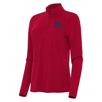 Women's Antigua  Heather Red New York Giants Bright Quarter-Zip Sweatshirt