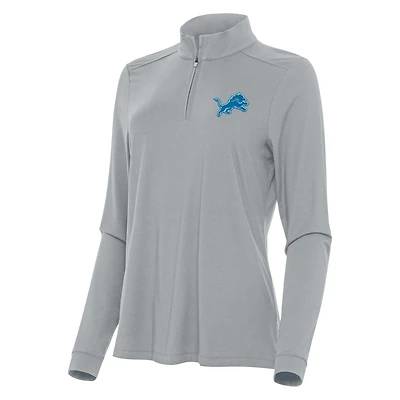 Women's Antigua  Gray Detroit Lions Intent Quarter-Zip Sweatshirt
