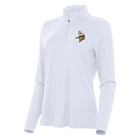 Women's Antigua  White Minnesota Vikings Intent Quarter-Zip Sweatshirt