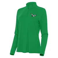 Women's Antigua  Kelly Green Philadelphia Eagles Intent Quarter-Zip Sweatshirt