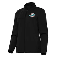 Women's Antigua  Black Miami Dolphins Links 2 Golf Full-Zip Jacket