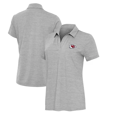 Women's Antigua  Heather Gray Kansas City Chiefs Layout V-Neck Polo