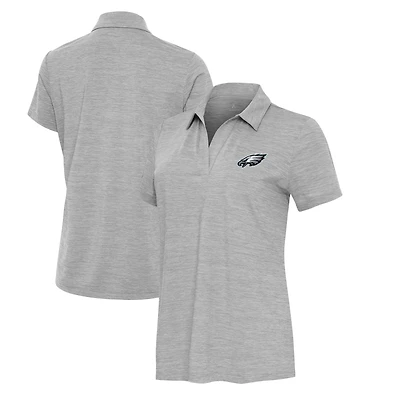 Women's Antigua  Heather Gray Philadelphia Eagles Layout V-Neck Polo