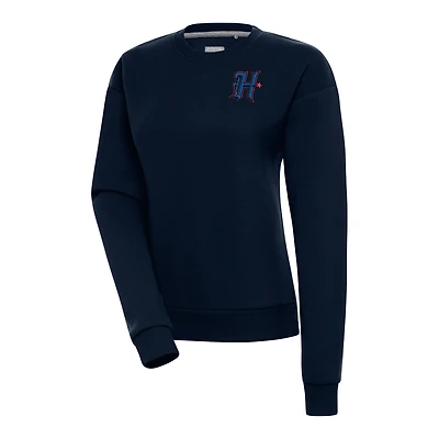 Women's Antigua  Navy Houston Texans Victory Pullover Sweatshirt