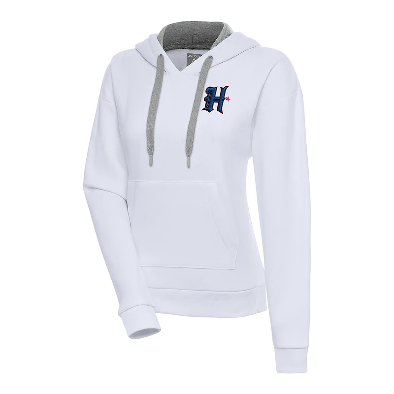 Women's Antigua  White Houston Texans Victory Pullover Hoodie