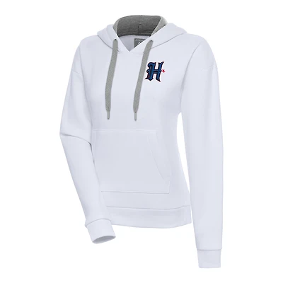 Women's Antigua  White Houston Texans Victory Pullover Hoodie