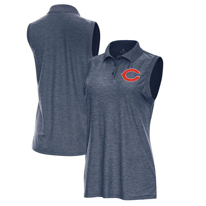 Women's Antigua  Heather Navy Chicago Bears Recap Sleeveless Polo