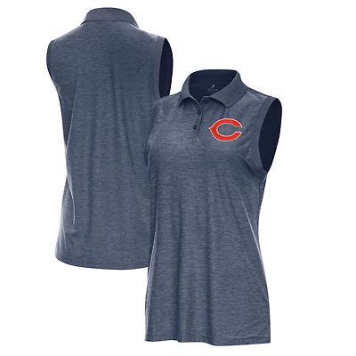 Women's Antigua  Heather Navy Chicago Bears Recap Sleeveless Polo