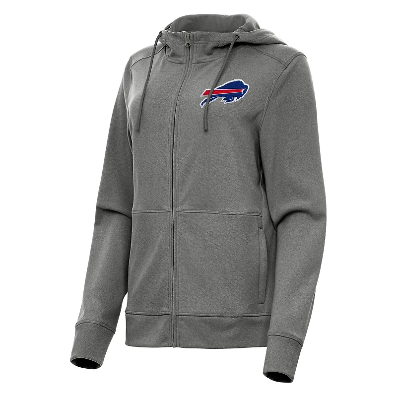 Women's Antigua Heather Charcoal Buffalo Bills Seeker Full-Zip Hoodie Jacket