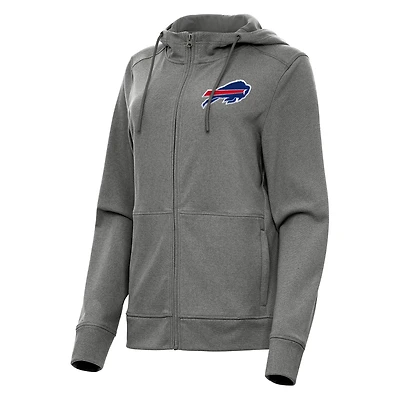 Women's Antigua Heather Charcoal Buffalo Bills Seeker Full-Zip Hoodie Jacket