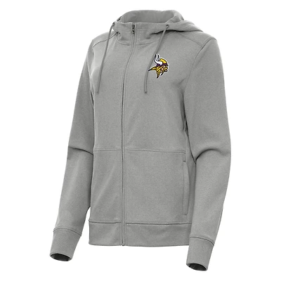 Women's Antigua   Heather Gray Minnesota Vikings Seeker Full-Zip Hoodie Jacket