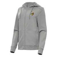 Women's Antigua   Heather Gray Minnesota Vikings Seeker Full-Zip Hoodie Jacket