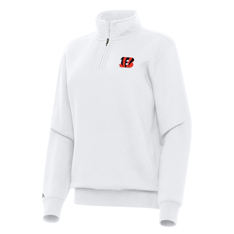Women's Antigua  White Cincinnati Bengals Victory Quarter-Zip Top